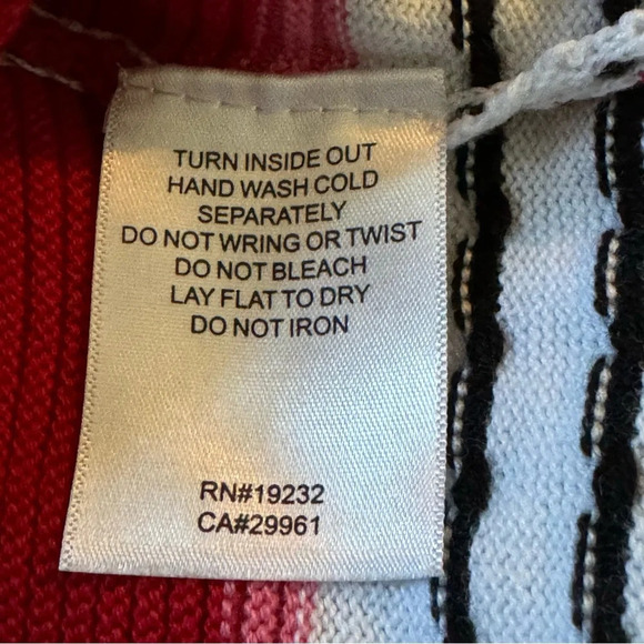 Alfred Dunner XL Sweater White Red Striped 3/4 Sleeve Round Neck Cotton Blend - Picture 6 of 6